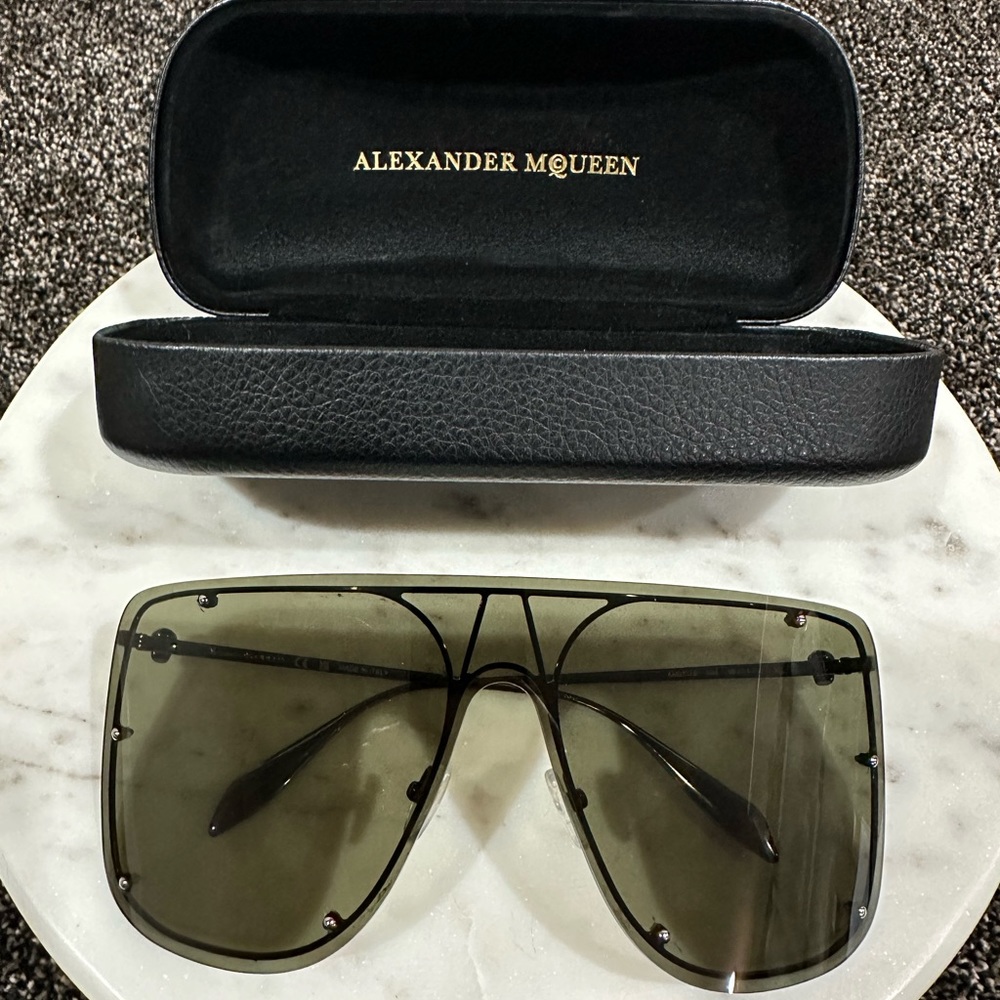 Alexander McQueen Rebellion 99MM Shield Black Sunglasses
